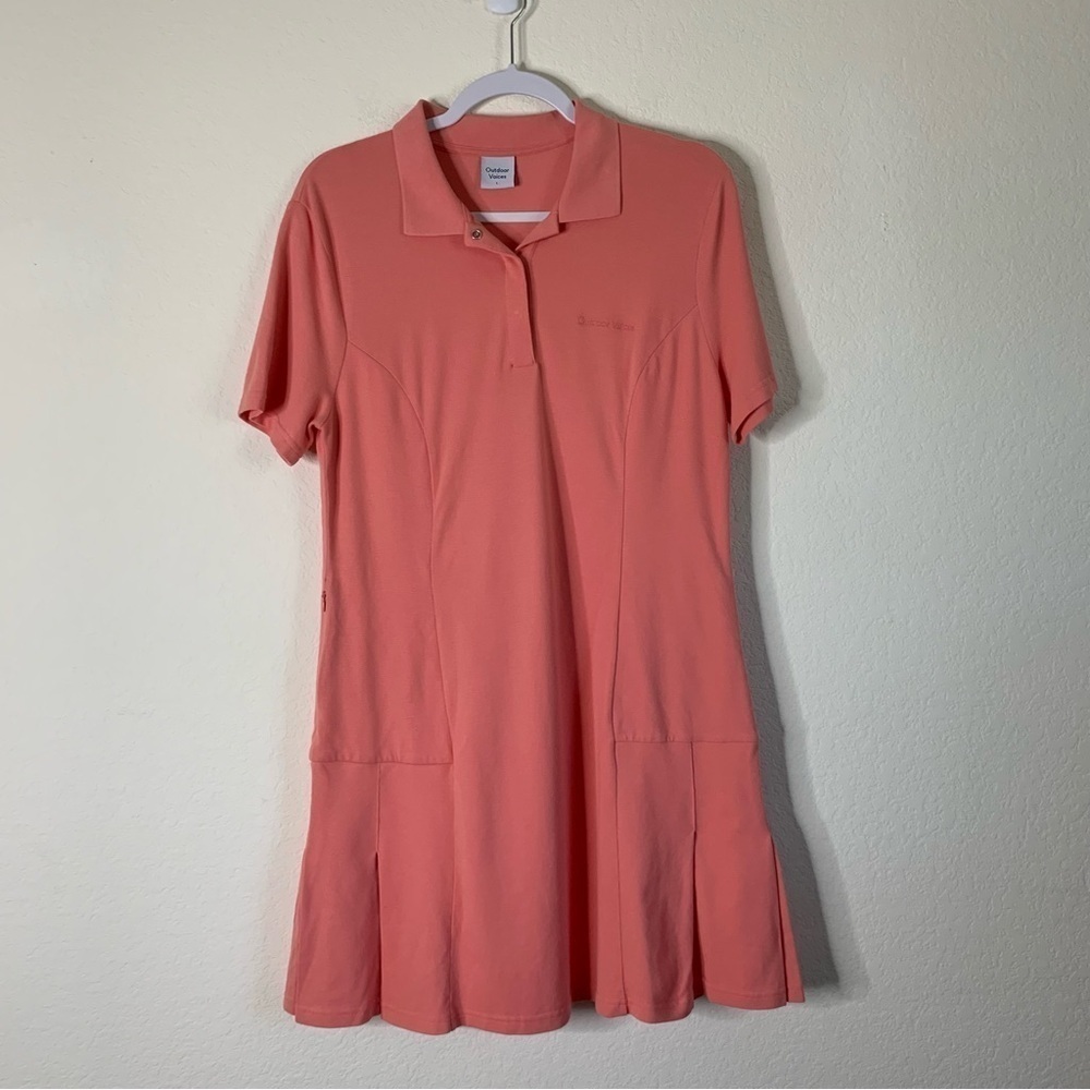 Outdoor voices Womens orange SS sport collared polo dress L
